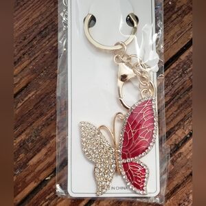 Elegant Red Butterfly Keychain